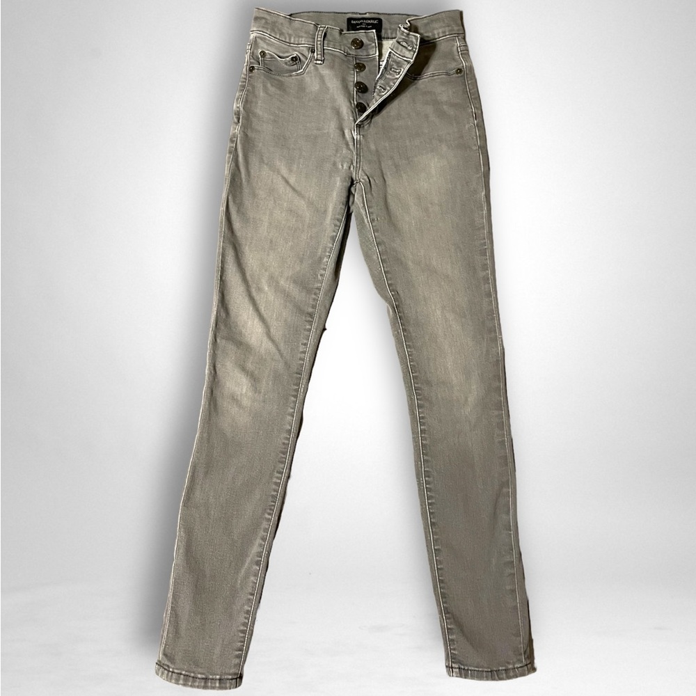EXPRESS JEANS HIGH RISE SKINNY GREY BUTTON FLY JEANS WOMEN’S SIZE 25